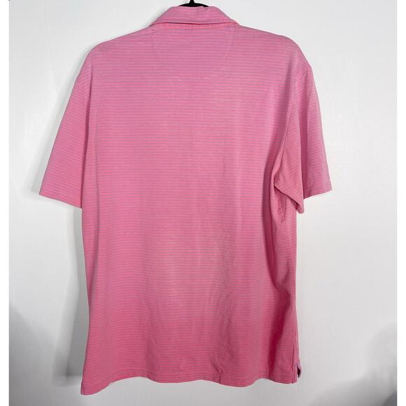 Johnnie-O Mens Medium Pink Blue Cotton Stretch Short Sleeve Polo *PERSONALIZED* - Picture 2 of 7